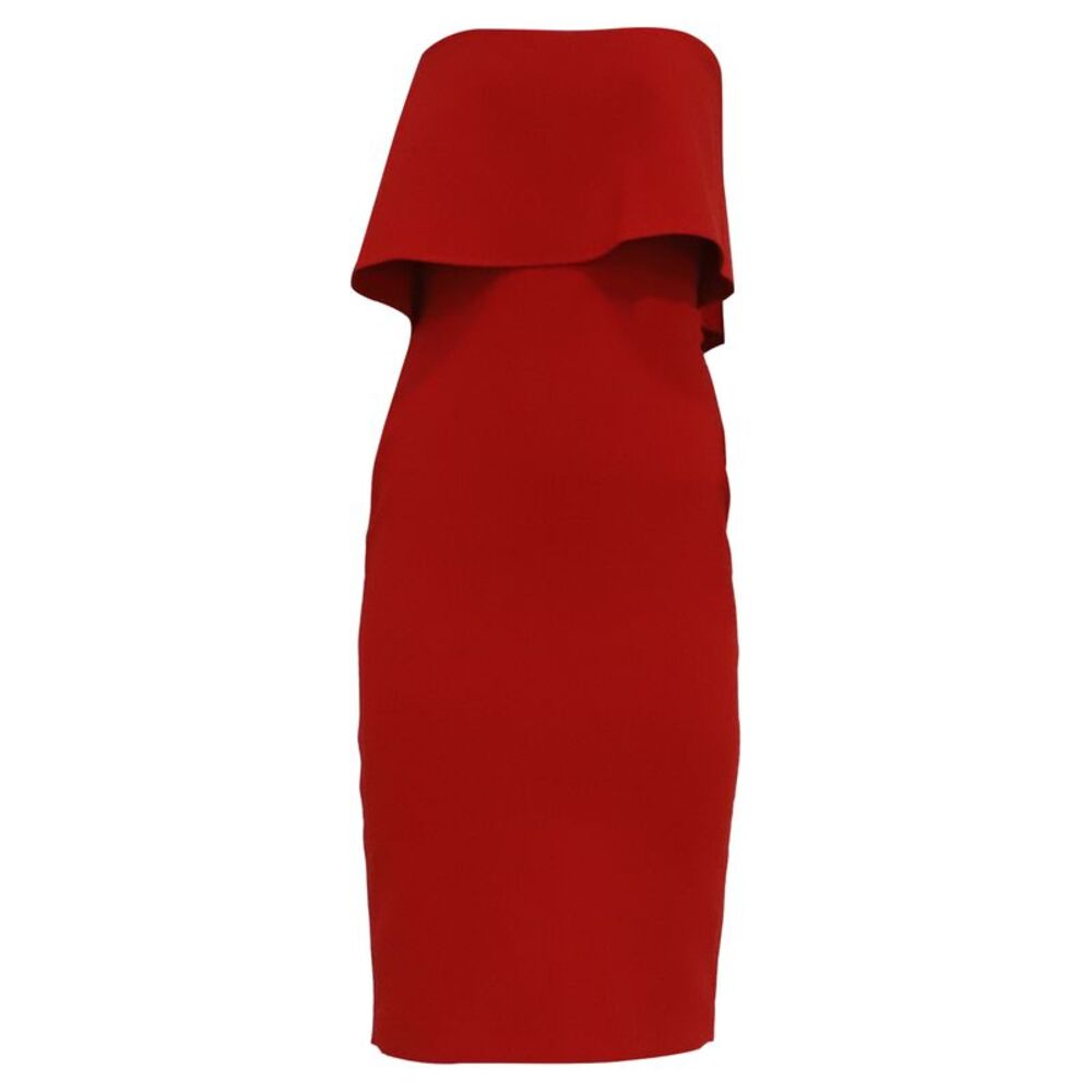 Likely Driggs Strapless Midi Dress in Red Polyester